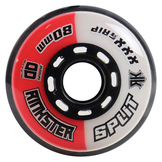 Rink Rat Roller Hockey Wheels Rinkster Split 76mm / 80mm HiLo XXX Grip Red/White 8-Pack