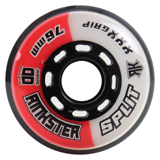 Rink Rat Roller Hockey Wheels Rinkster Split 76mm XXX Grip Red/White 8-Pack