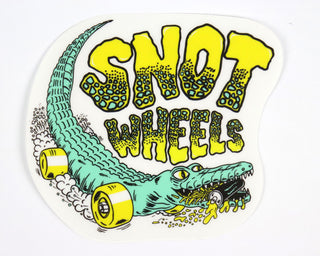 Snot Wheel Co. Skateboard Sticker Swampy Gator Teal/Yellow 4" x 3.5"