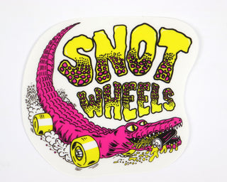 Snot Wheel Co. Skateboard Sticker Swampy Gator Pink/Yellow 4" x 3.5"
