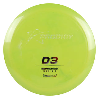 Prodigy Disc Golf 500 D3 Distance Driver 12/5/-1/3 Lime/Ghost/Jellybean 173 grams