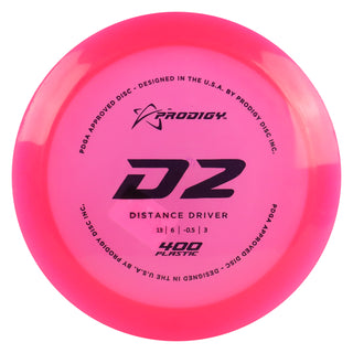 Prodigy Disc Golf 400 D2 Distance Driver 13/6/-0.5/3 Pink/Black 174 grams