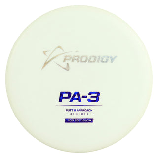 Prodigy Disc Golf 300 Soft Glow PA-3 Putt and Approach 3/3/0/1 White/Holo Shimmer/Navy Shatter 172 grams