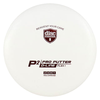 Discmania Disc Golf D-Line Flex 1 P2 Pro Putter 2/3/0/1 White/Red 176 grams