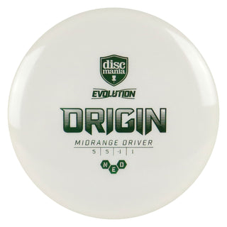 Discmania Disc Golf Evolution Neo Origin Midrange 5/5/-1/1 White/Green 174 grams