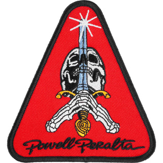 Powell Peralta Skateboard Patch Skull and Sword Red 4.5" Embroidered Iron /Sew On