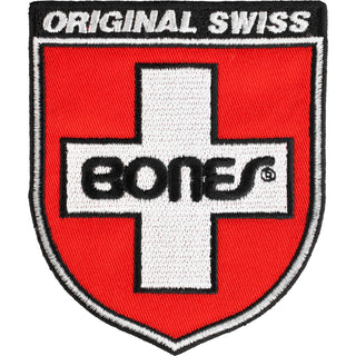 Bones Bearings Skateboard Swiss Shield Patch 3" x 3.5" Embroidered Iron On