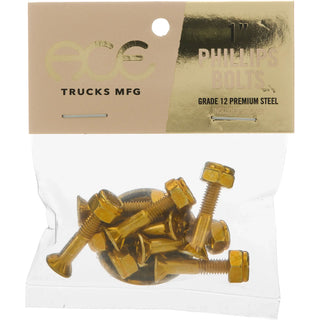 Ace Trucks Skateboard Mounting Hardware Gold 7/8" Phillips