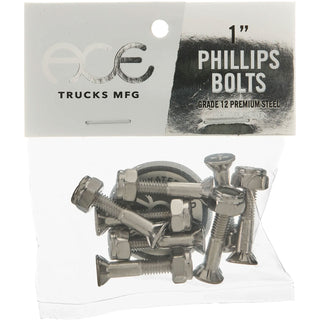 Ace Trucks Skateboard Mounting Hardware Silver 7/8" Phillips