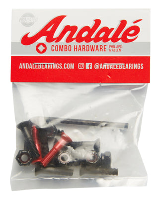 Andale 7/8" Combo Head (Phillips/Allen) Black/Red Skateboard Truck Mounting Hardware