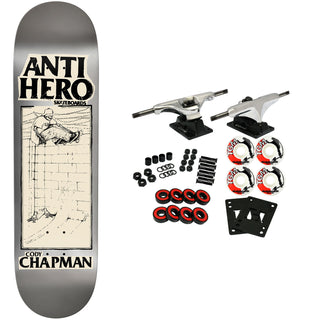 Anti Hero Skateboard Complete Chapman Lance Mountain Art Silver 8.32" x 31.64"