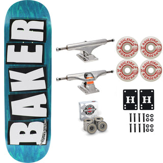 Baker Skateboard Stained Blue B2 Shape 8.25" Independent Spitfire Premium Kit