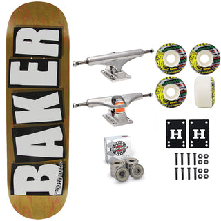 Baker Skateboard Stained Brown B2 Shape 8.25" Independent Satori Premium Kit