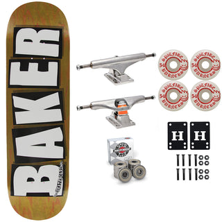 Baker Skateboard Stained Brown B2 Shape 8.25" Independent Spitfire Premium Kit