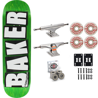 Baker Skateboard Stained Green B2 Shape 8.25" Independent Spitfire Premium Kit