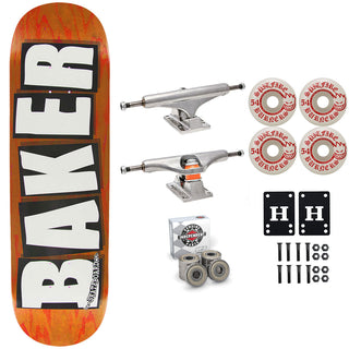 Baker Skateboard Stained Orange B2 Shape 8.25" Independent Spitfire Premium Kit