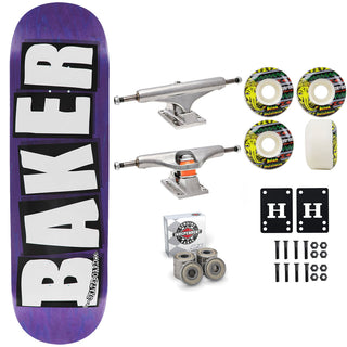 Baker Skateboard Stained Purple B2 Shape 8.5" Independent Satori Premium Kit