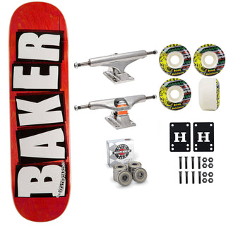 Baker Skateboard Stained Red B2 Shape 8.25" Independent Satori Premium Kit