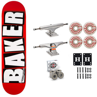 Baker Skateboard Red/White OG Shape 8.625" Independent Spitfire Premium Kit