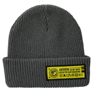 Anti Hero Skateboards Beanie Hecho Por Skateboarding Cuff Charcoal/Yellow Grey