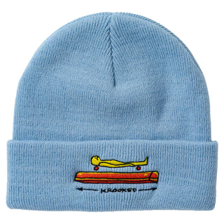 Krooked Skateboards Beanie Koffin Cuff Light Blue Blue