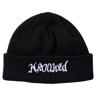 Krooked Skateboards Beanie Double OK Script Cuff Black/White Black