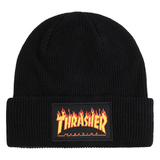 Thrasher Magazine Beanie Flame Patch Black