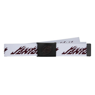 Santa Cruz Skateboard Belt Flame Dot Strip Web Belt White