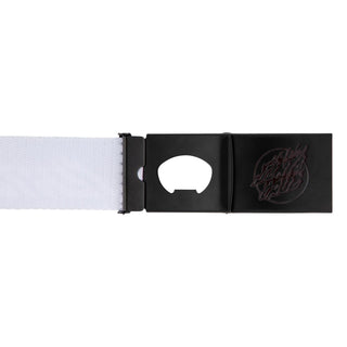 Santa Cruz Skateboard Belt Flame Dot Strip Web Belt White