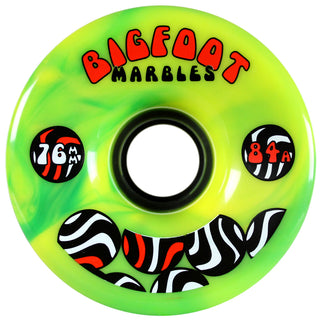 Bigfoot Longboard Wheels - 76mm Marble Swirl - Green/Yellow