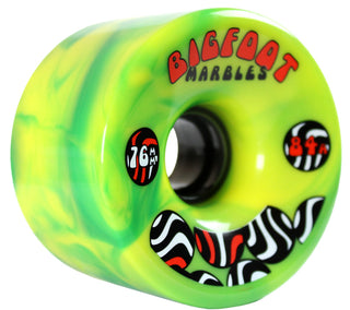 Bigfoot Longboard Wheels - 76mm Marble Swirl - Green/Yellow
