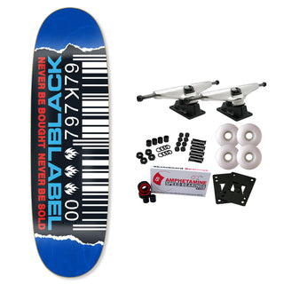 Black Label Skateboard Complete Ripped Barcode Custom Egg Shaped 9.5" x 32.5" Assorted