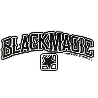 BLACK MAGIC Griptape Skateboard Sticker Black White Script 2.5" x 5.25"