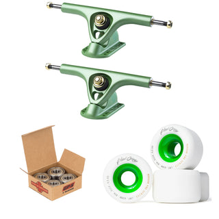 Paris Longboard Trucks Kit (Tropic Green) With Blood Orange 65mm Wheels & Independent Bearings