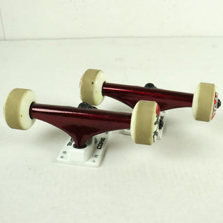 Blem Core Skateboard Trucks Red 5.25 (8.0") with TGM White Wheels