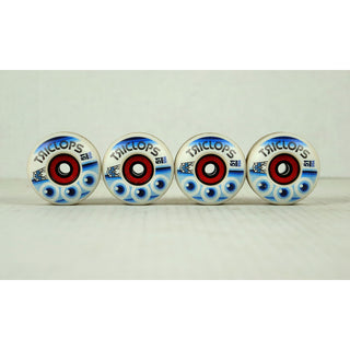 Blem Triclops Skateboard Wheels Third Eye 51mm 99A White with Abec 5 Bearings