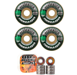 Spitfire Skateboard Wheels 53mm 101A F4 Conical with Bronson Pro G3 Bearings