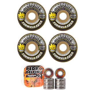 Spitfire Skateboard Wheels 52mm 99A F4 Conical with Bronson Pro G3 Bearings