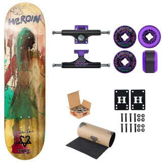Bam Margera Signature Edition Complete Skateboard - Heroin Deck, Slappy Trucks, Slime Balls Wheels, Independent Bearings