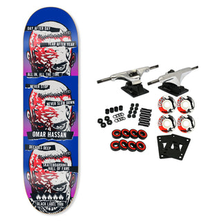 Black Label Skateboard Complete Omar Hassan Never Stop Shof Edition Blue 8.25" x 32.12"