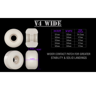 Bones Skateboard Wheels 53mm Original V4 Wide 100A White