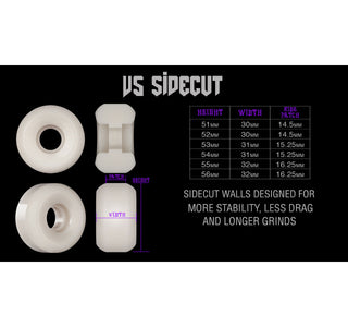 Bones Skateboard Wheels 52mm Original V5 Sidecut 100A Black
