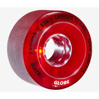 Globe Skateboard / Longboard / Cruiser Wheels Bruiser 62mm 83A Clear Red