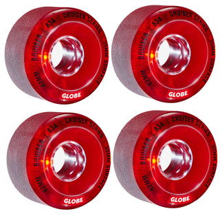 Globe Skateboard / Longboard / Cruiser Wheels Bruiser 62mm 83A Clear Red