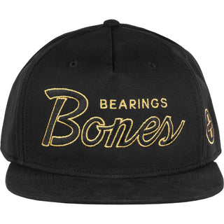 Bones Bearings Skateboard Hat Script Cap Black with Glod Embroidery