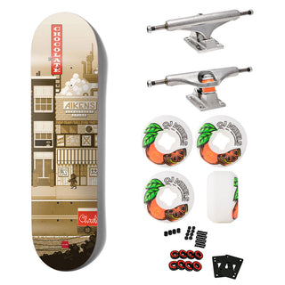 Chocolate Premium Skateboard with Indy Trucks, OJ Wheels 8.5" Aikens Pixel City