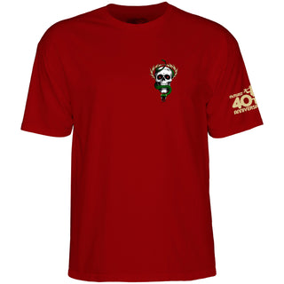 Powell Peralta Skateboard Shirt McGill Skull and Snake 40th Anniversary Garnet