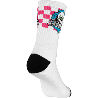 Powell Peralta Skateboards Cotton Socks Ripper Checker Stripes Blue/Pink/White Crew