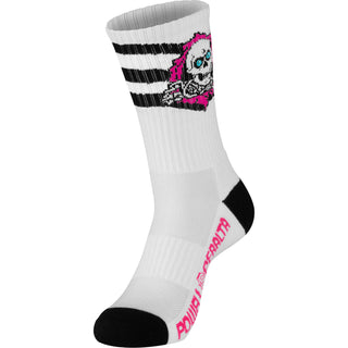 Powell Peralta Skateboards Cotton Socks Ripper Rip Stripes Pink/Black/White Crew