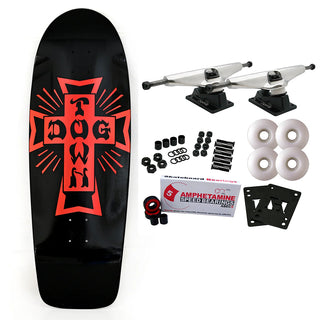Dogtown Skateboard Complete Cross Logo 70s Rider Black/Red 10" x 30.575"